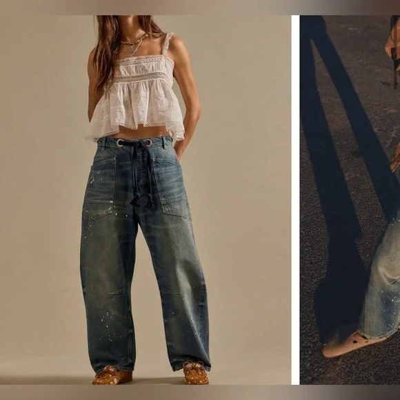 NWT Free People We The Free Moxie Pull-On Barrel Jeans Timeless Blue 27, 29, 30 - Picture 9 of 17